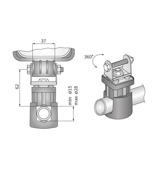 Werklampklem 3D Draaibaar Ø15-28mm
