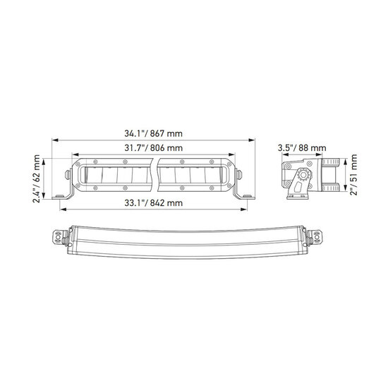 Hella ECE Black Magic Double Curved LED Lightbar 30&quot; 76CM | 1FJ 358 196-611