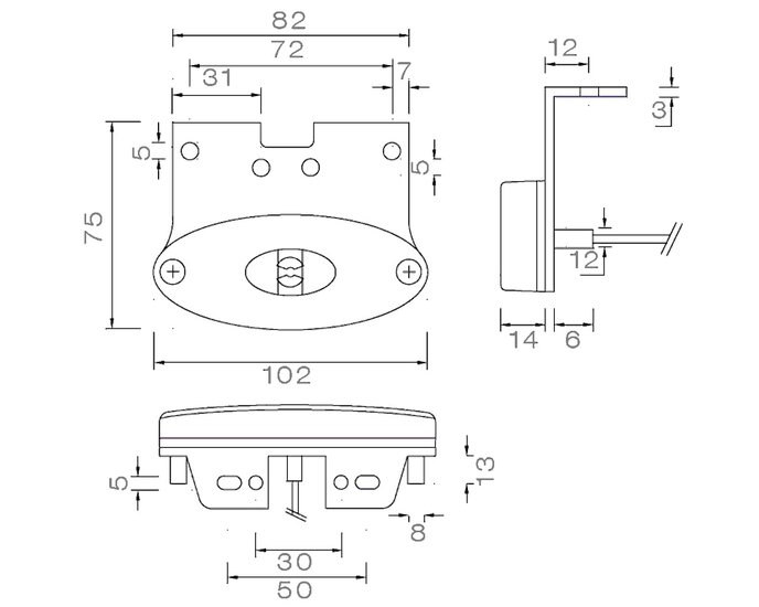 Asp&ouml;ck LED Markeringslamp Flatpoint II 12V + Bevestigingsbeugel