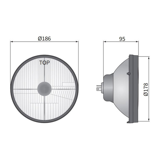 Koplamp VW Transporter Tuning, Lampglas: &Oslash;182mm