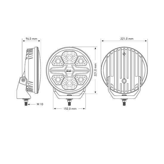Hella LED Verstraler Blade 9&quot; Chrome Wit/Oranje Positielicht Ref 50