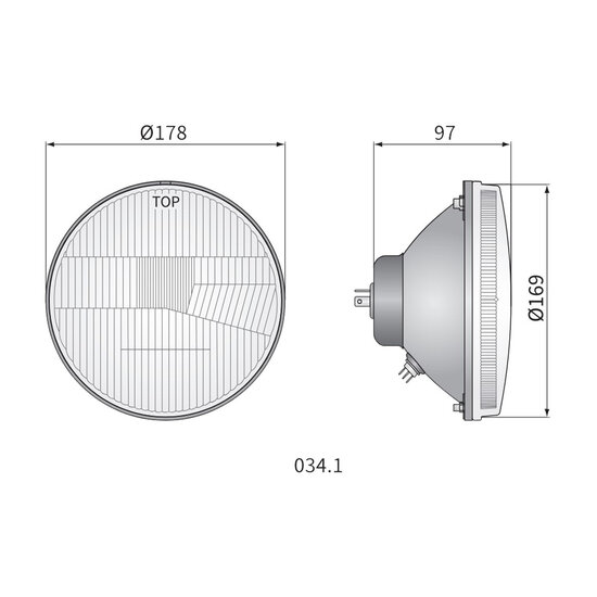 Koplamp Rond Ø178mm R2 Inbouw 7 Inch