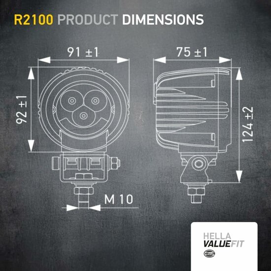 Hella Valuefit R2100 2.0 LED Breedstraler 12-24V + Wit/Geel Positielicht