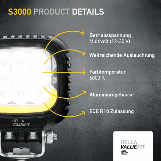 Hella S3000 2.0 LED Verstraler 3000LM 12-24V Verstraler | 1GA 357 109-041