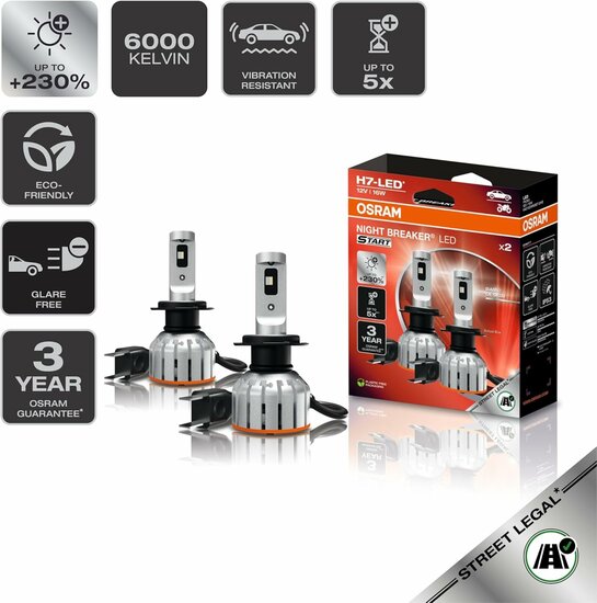 Osram Night Breaker LED Start H7 ECE-goedgekeurd Set | +230%