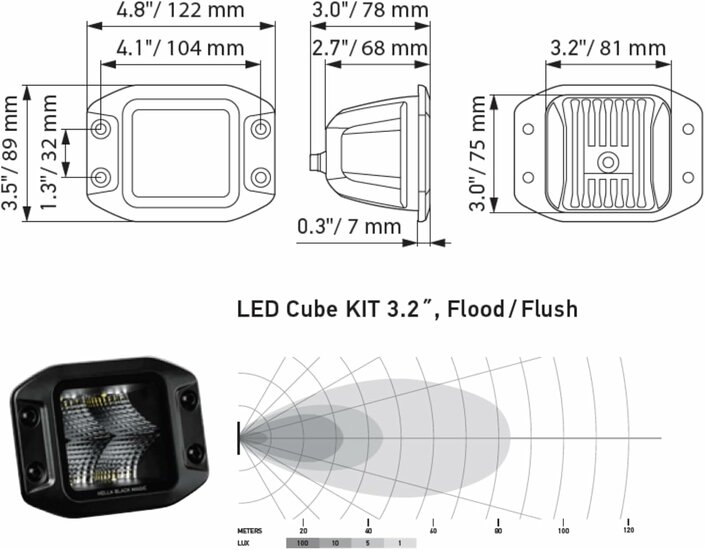 Hella LED Cube Set 3.2" Breed Inbouw | 1FA 358 176-831