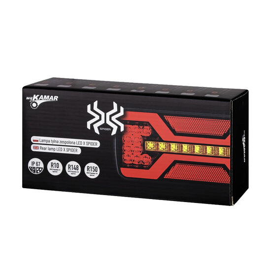 X-Spider LED Achterlicht  + Mistlicht | Kentekenverlichting | 5P Bajonet | Links