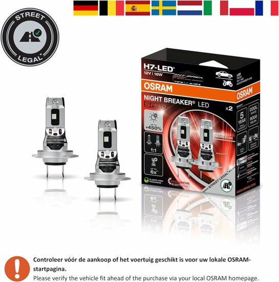 Osram Night Breaker LED H4 Speed 450 Street Legal Set | +450%