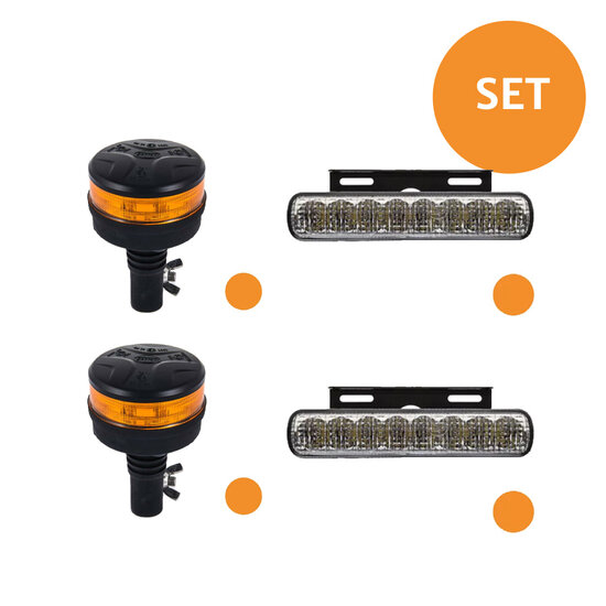 Actieset Dasteri 2x LED Flitser + 2x LED Zwaailamp