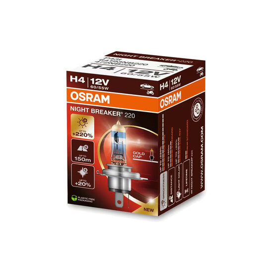 Osram H4 Halogeenlamp 12V 60/55W P43t Night Breaker 220