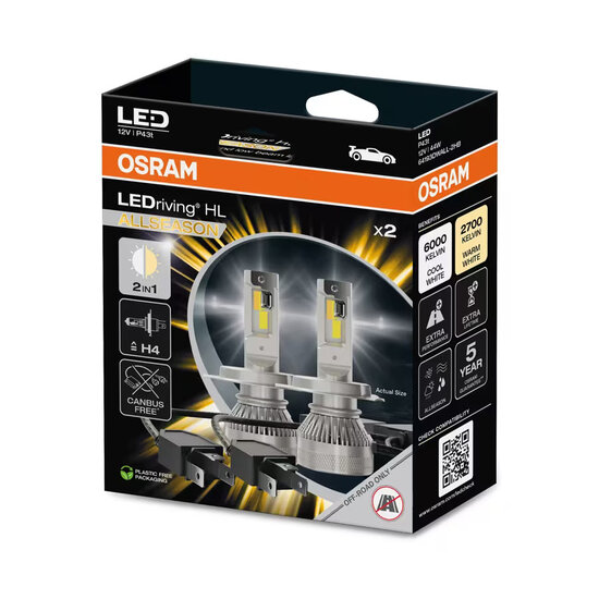 Osram Ledriving HL ALLSEASON H4 LED Koplamp Set P43t