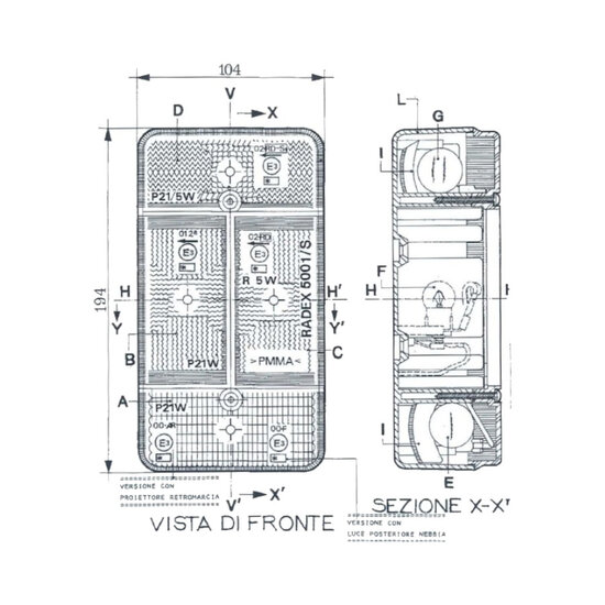 Radex 5001 Achterlicht Links + Mistlamp