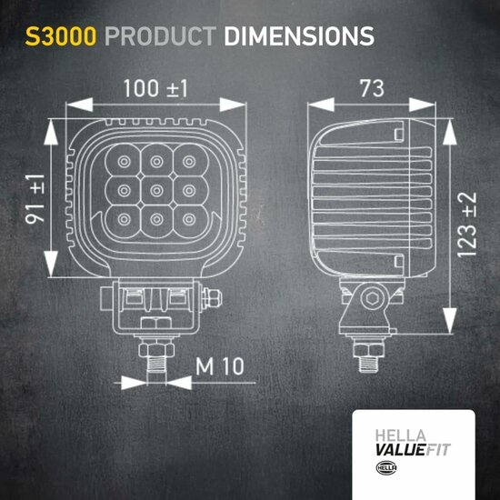 Hella S3000 2.0 LED Breedstraler 3000LM + Wit/Geel Positielicht