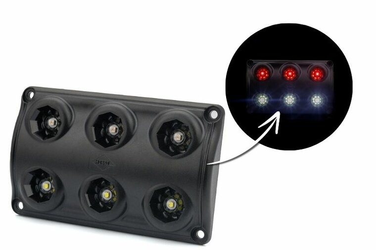 Horpol LED Interieurlamp Zwart 12-24V | Wit + Rood