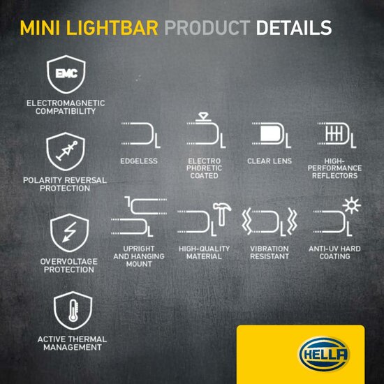 HELLA Black Magic Edgeless Pro Mini 7 inch LED Lightbar | 2.152 lumen