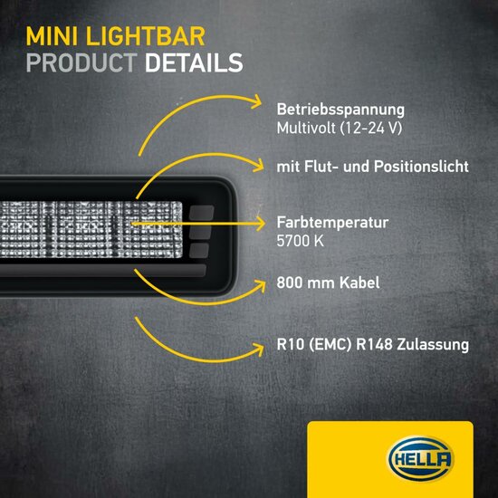 HELLA Black Magic Edgeless Pro Mini 7 inch LED Lightbar | 2.125 lumen