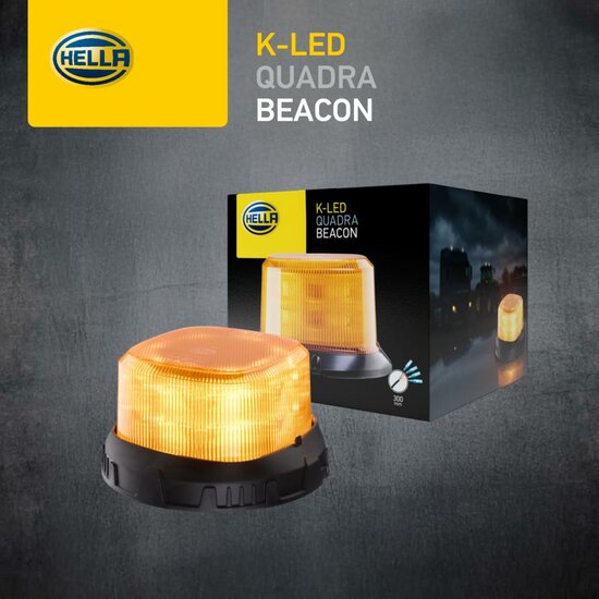HELLA K-LED QUADRA LED Zwaailamp Oranje