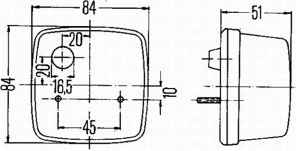 Achter-/Knipperlicht 84x84mm 12/24V 2SW 003 014-131