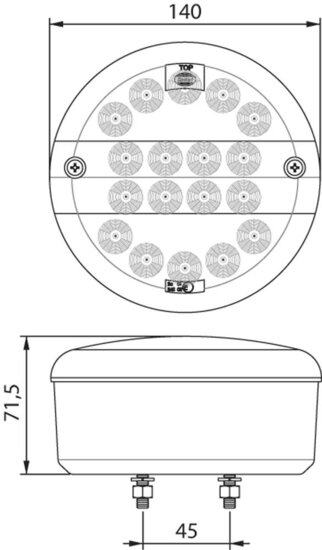 Led Hamburger Achterlicht 3 Functies | Rond &Oslash;140mm