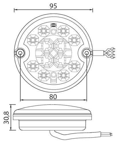 Led Achterlicht 2 Functies Rond &Oslash;95mm