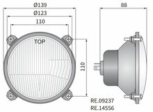 Koplamp Ø139x88mm Incl R2 12V Lamp