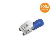 Vlakstekerhuls Met Aftakking Blauw (6,3x0,8mm) 100 Stuks