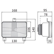 Wesem H4 Inbouw Koplamp 168x106x95 3-punts bevestiging
