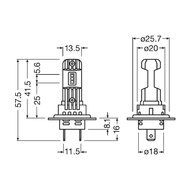 Osram H7/H18 HL Easy LED Koplamp 16W PX26d/PY26d-t Set 12V