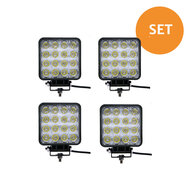 Voordeelset 4x 48W LED Werklamp Vierkant Budget