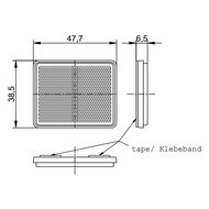 Reflector Vierkant Met Plakstrip 47,7x38,5mm Rood