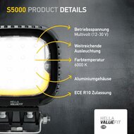 Hella S5000 2.0 LED Breedstraler 5000LM + Wit/Geel Positielicht
