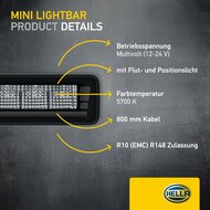 HELLA Black Magic Edgeless Pro Mini 7 inch LED Lightbar | 2.125 lumen