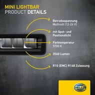 HELLA Black Magic Edgeless Pro Mini 7 inch LED Lightbar | 2.152 lumen