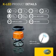 HELLA K-LED QUADRA LED Zwaailamp Oranje