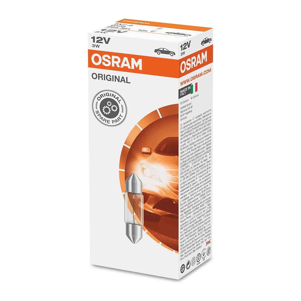 Osram Gloeilamp SV7-8 12V 12V 3W Original Line 10 Stuks