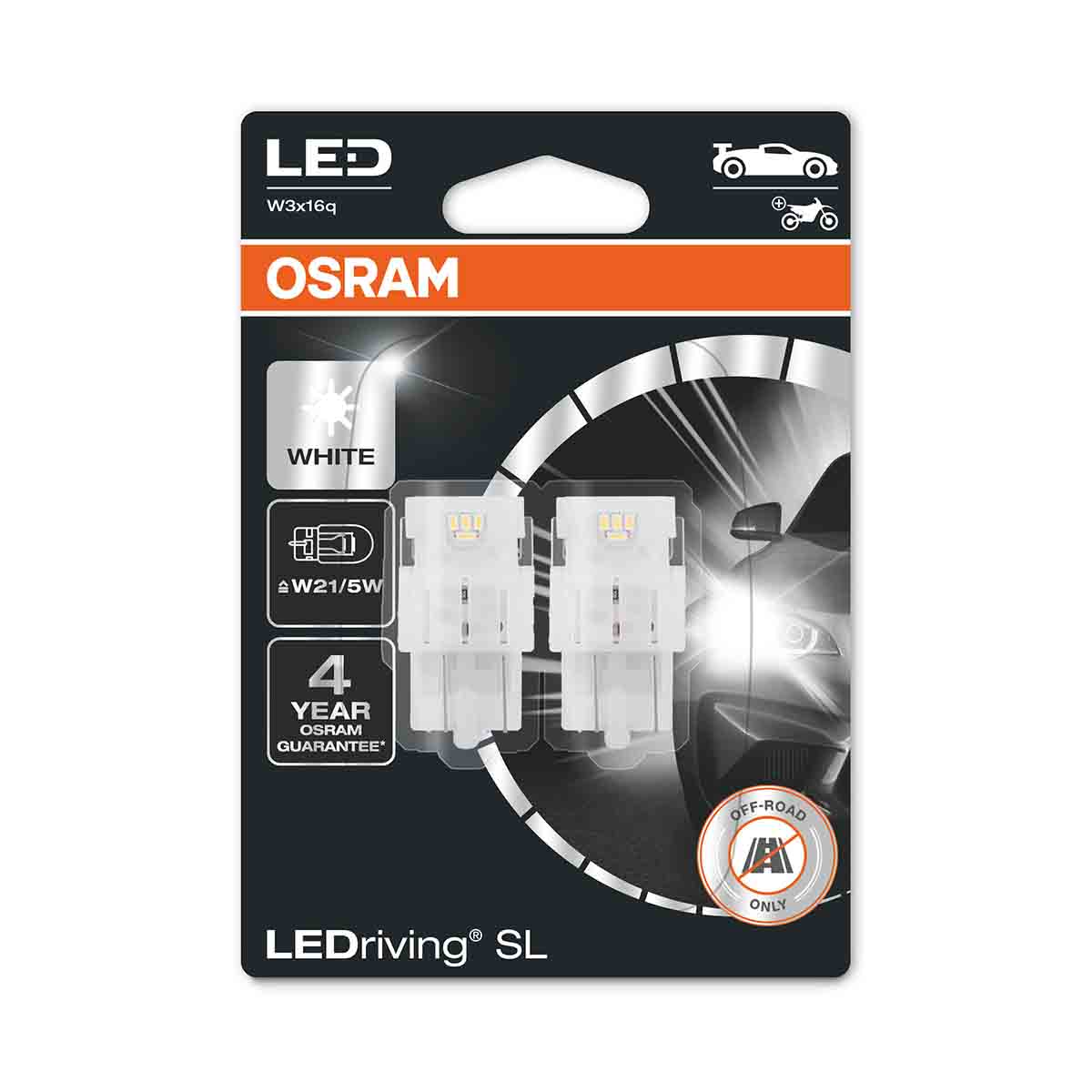 Osram W21 5W LED Retrofit Wit W3x16q 2 Stuks