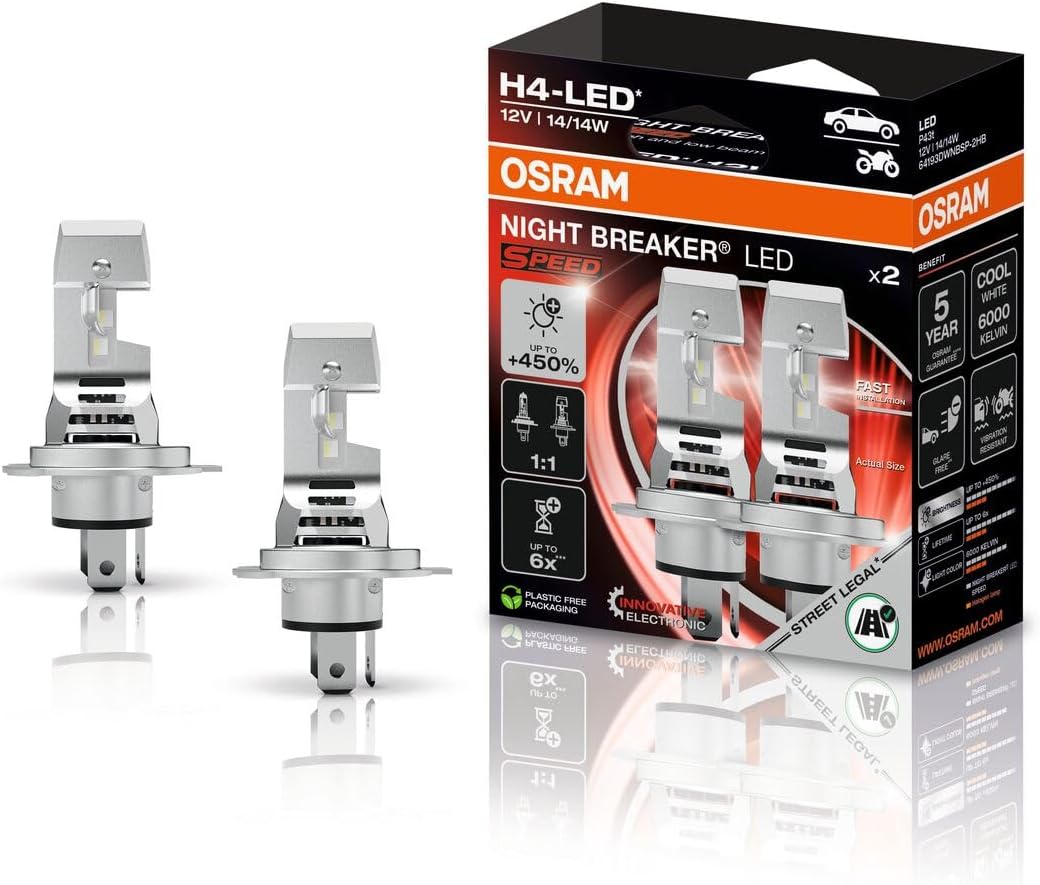 Osram Night Breaker LED H4 Speed 450 Street Legal Set | +450%