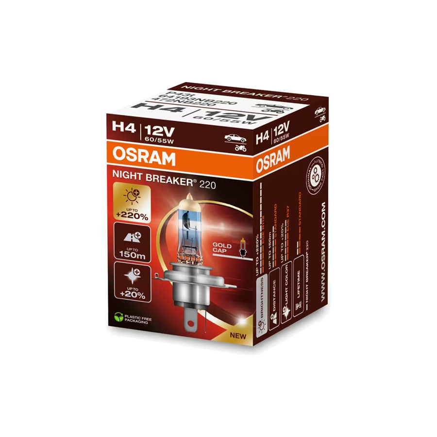 Osram H4 Halogeenlamp 12V 60/55W P43t Night Breaker 220