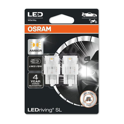 Osram W21/5W LED Retrofit Oranje 12V W3x16q 2 Stuks