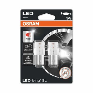 Osram P21/5W LED Retrofit Rood 12V BAY15d 2 Stuks